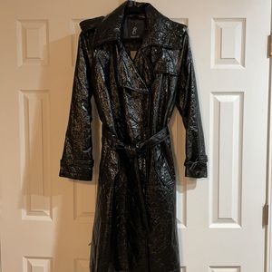 Rachel Zoe Trench (L) Black Shiny Crinkle